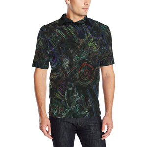 Graffiti Abstract Glowing Men's All Over Print Polo Shirt (Model T55)
