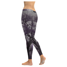 Load image into Gallery viewer, Spooky Tree Purple Low Rise Leggings (Invisible Stitch) (Model L05)