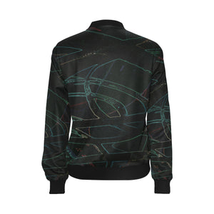 Abstract Circles Glowing All Over Print Bomber Jacket for Women (Model H36)