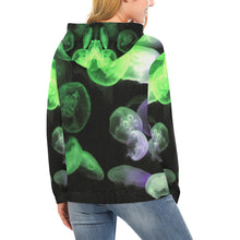 Load image into Gallery viewer, Jellyfish Green and Purple All Over Print Hoodie for Women (USA Size) (Model H13)
