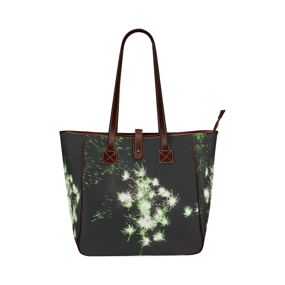 Fireworks Flowers Green Classic Tote Bag (Model 1644)