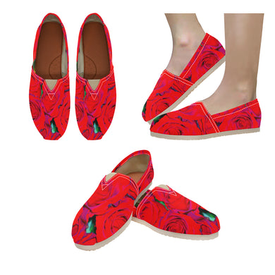 Rose Bouquet Flower Red Unisex Classic Canvas Slip-On (Model 1206)