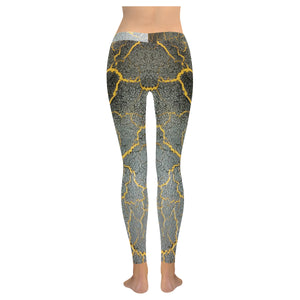 Crackling Yellow Low Rise Leggings (Invisible Stitch) (Model L05)