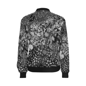 Holiday Paisley Black and White All Over Print Bomber Jacket for Women (Model H36)