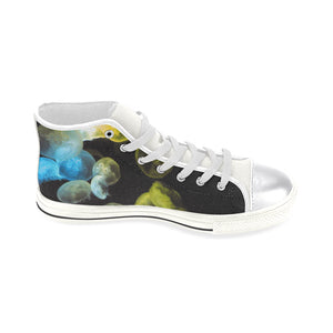 Jellyfish Yellow and Blue Women's Classic High Top Canvas Shoes (Model 017)