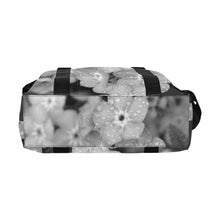 Load image into Gallery viewer, Forget Me Not Flower Black and White Large Capacity Duffle Bag (Model 1715)