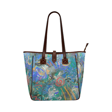 Graffiti Abstract Blue Classic Tote Bag (Model 1644)