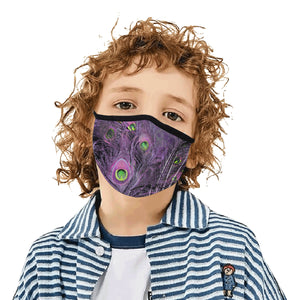 Peacock Feathers Purple Mouth Mask in One Piece (2 Filters Included) (Model M02)