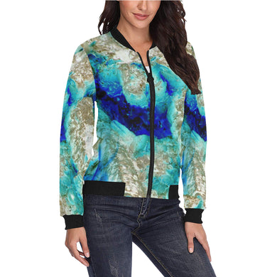 Molten Flames Negative All Over Print Bomber Jacket for Women (Model H36)