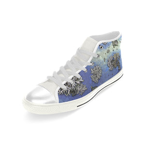 Patches of Moss Blue Men’s Classic High Top Canvas Shoes (Model 017)