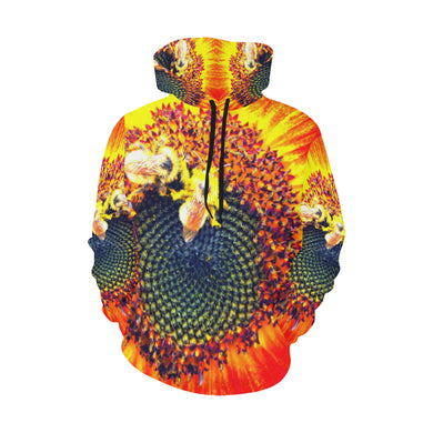 Busy Bee Sunflower Orange All Over Print Hoodie for Women (USA Size) (Model H13)