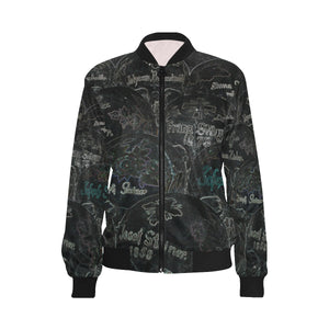 Painted Skulls Glowing All Over Print Bomber Jacket for Women (Model H36)