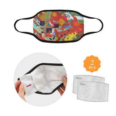 Abstract Squares Mouth Mask in One Piece (2 Filters Included) (Model M02)