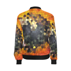 Busy Bee Sunflower Mosaic All Over Print Bomber Jacket for Women (Model H36)