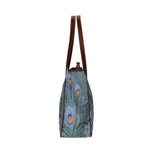 Peacock Feathers Blue Classic Tote Bag (Model 1644)