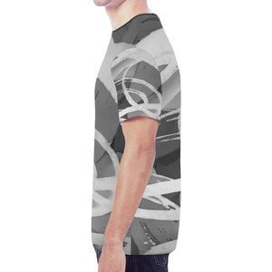 Abstract Circles Black and White New All Over Print T-shirt for Men (Model T45)