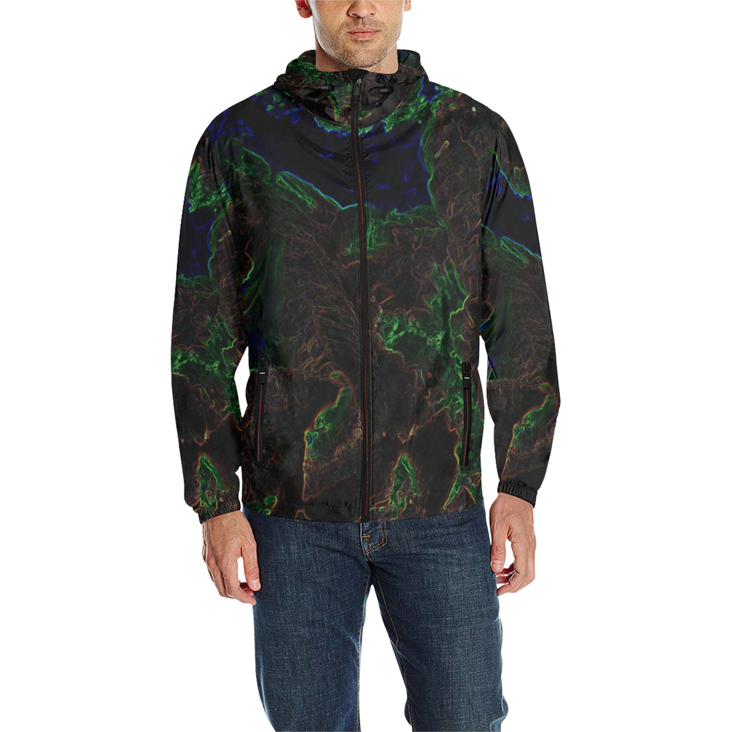 Sea of Flames Glowing All Over Print Quilted Windbreaker for Men (Model H35)