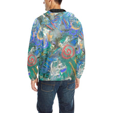 Load image into Gallery viewer, Graffiti Abstract Blue All Over Print Quilted Windbreaker for Men (Model H35)