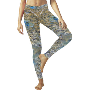 Jellyfish Blooms Blue Low Rise Leggings (Invisible Stitch) (Model L05)