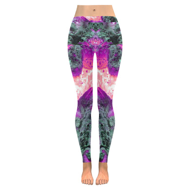 Molten Flames Magenta Low Rise Leggings (Invisible Stitch) (Model L05)