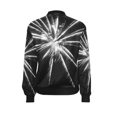 Load image into Gallery viewer, Fireworks Star Black and White All Over Print Bomber Jacket for Women (Model H36)