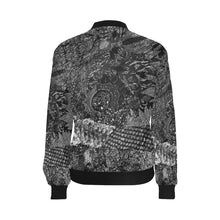Load image into Gallery viewer, Cresent Paisley Black and White All Over Print Bomber Jacket for Women (Model H36)