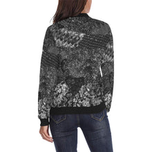Load image into Gallery viewer, Dark Paisley Black and White All Over Print Bomber Jacket for Women (Model H36)