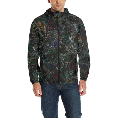 Oil Paints Glowing All Over Print Quilted Windbreaker for Men (Model H35)