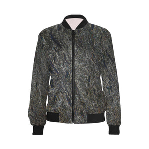 Marbled Abstract Glowing All Over Print Bomber Jacket for Women (Model H36)