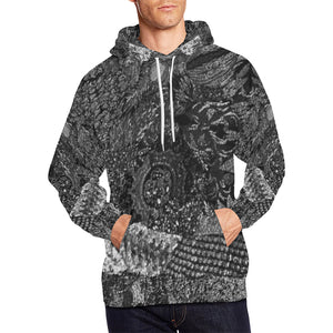 Cresent Paisley Black and White All Over Print Hoodie for Men/Large Size (USA Size) (Model H13)