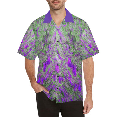 Marbled Abstract Purple Hawaiian Shirt (Model T58)