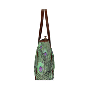 Peacock Feathers Green Classic Tote Bag (Model 1644)