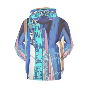 Surfboards Blue All Over Print Hoodie for Men/Large Size (USA Size) (Model H13)