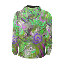 Load image into Gallery viewer, Graffiti Abstract Green All Over Print Quilted Windbreaker for Men (Model H35)