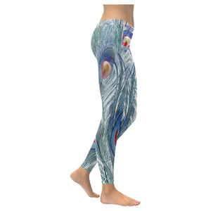 Peacock Feathers Reverse Low Rise Leggings (Invisible Stitch) (Model L05)
