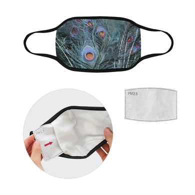Peacock Feathers Blue Mouth Mask in One Piece (2 Filters Included) (Model M02)