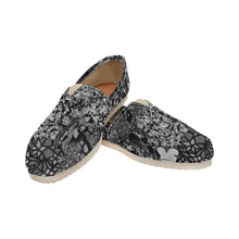 Load image into Gallery viewer, Holiday Paisley Black and White Unisex Classic Canvas Slip-On (Model 1206)