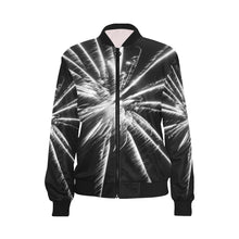 Load image into Gallery viewer, Fireworks Star Black and White All Over Print Bomber Jacket for Women (Model H36)